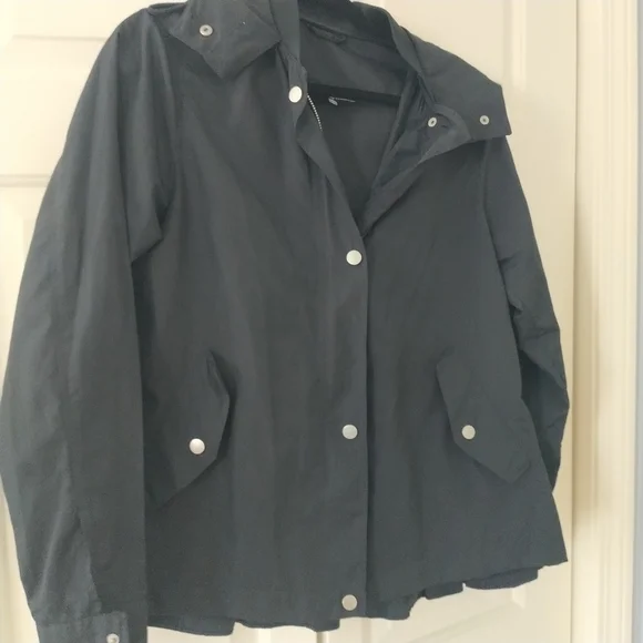 Zara Basic Parka Jacket Black Water Resistant Hooded S - Picture 8 of 13